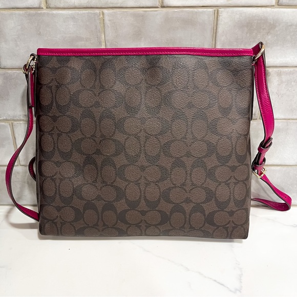 Coach Signature File Bag, Brown/Cranberry - Picture 2 of 4